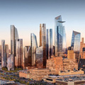 Illustration of future buildings at Hudson Yards in New York City