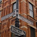 Street signs for Stuyvesant and MacDonough Streets